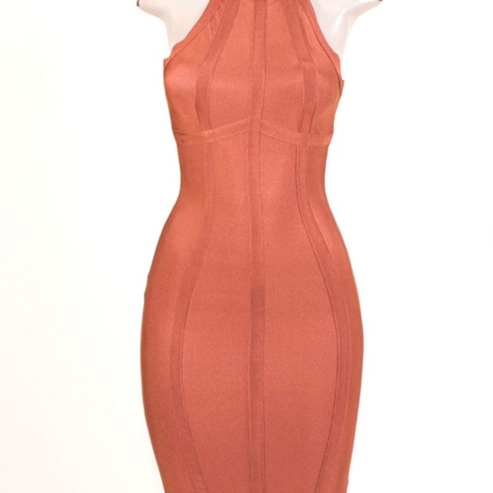 Bandage Brick red midi dress